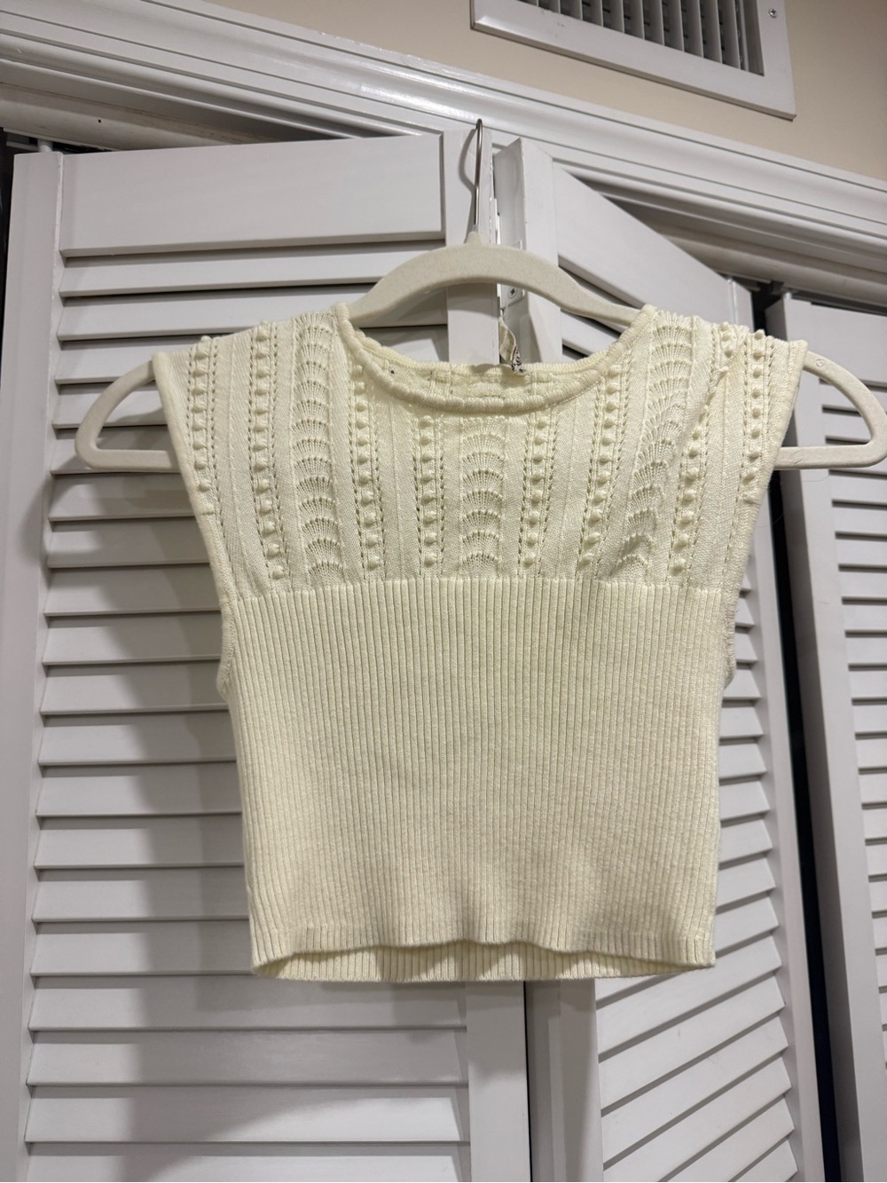 Free People Ivory Knit Sleeveless Tank